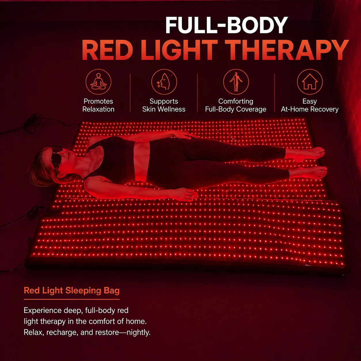Red Light Therapy Sleeping Mat, Full Body LED Red Light Pad with 660nm & 850nm Near Infrared Light for Relaxation, Wellness